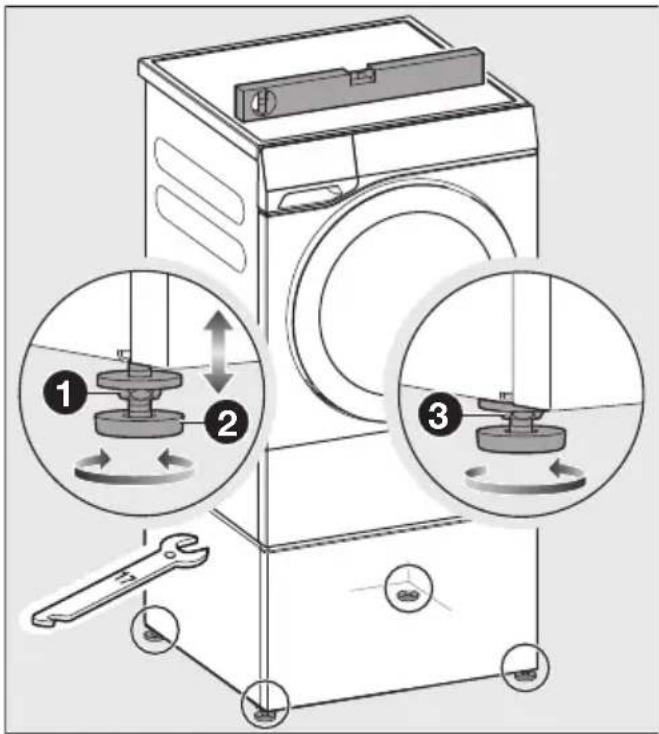 MIELE WTS 610 - Вирівнювання та фіксація ніжки цо- коля - 1