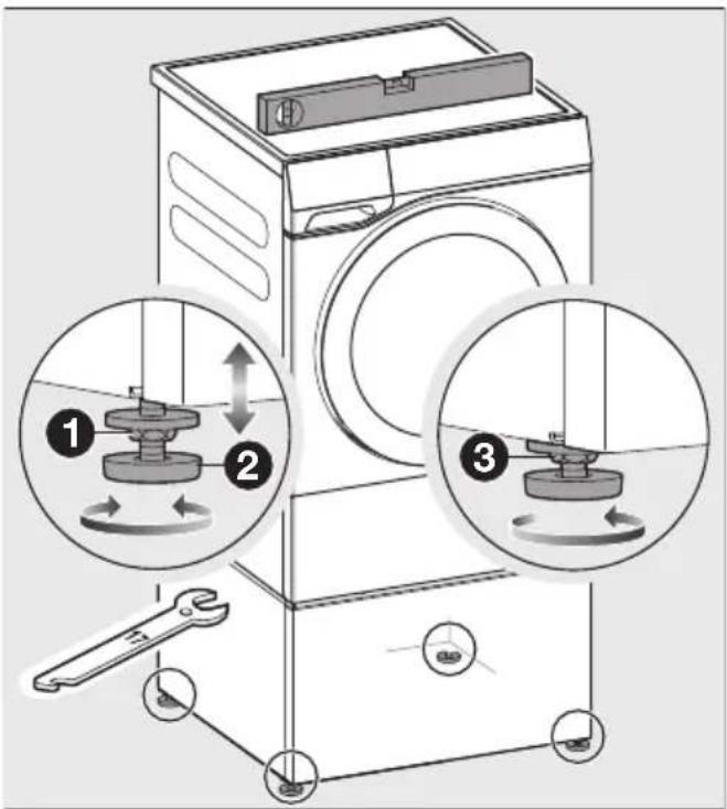 MIELE WTS 610 - Sokli jalgade joondamine ja kinnitamine - 1