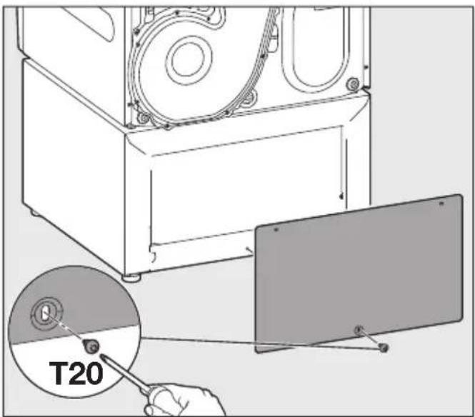 MIELE WTS 610 - Unire l'asciugatrice alla parete posteriore della base - 1