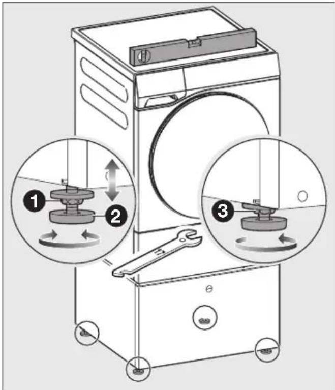 MIELE WTS 610 - Ευθυγράμμιση και ασφάλιση των πο- διών της βάσης - 1