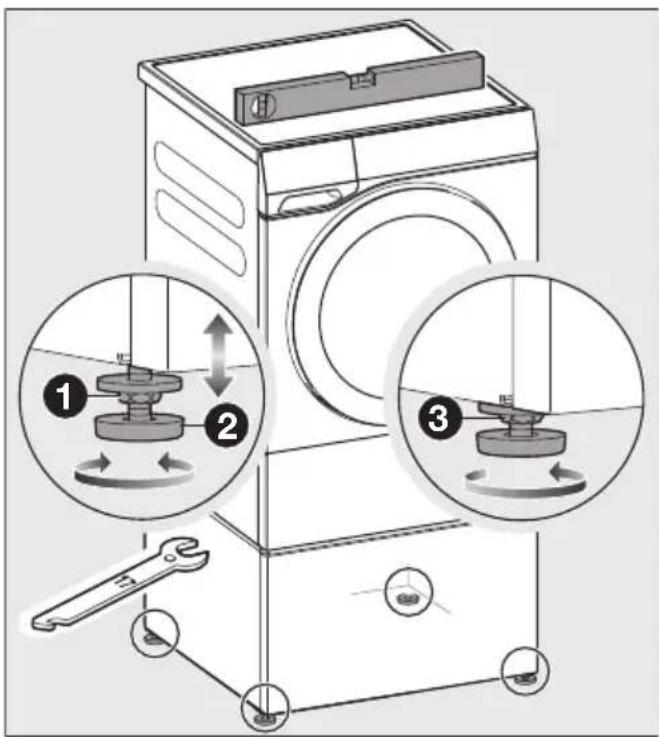 MIELE WTS 610 - Подравняване и законтряне на кра- ката на цокъла - 1