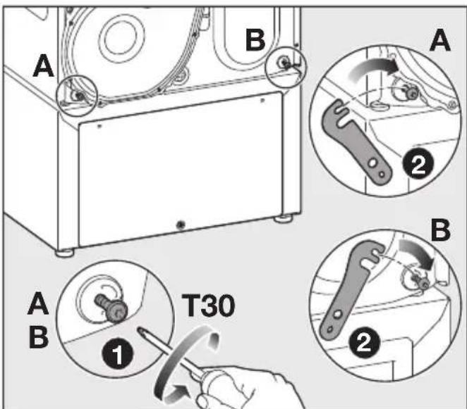 MIELE WTS 610 - Ansluta torktumlaren till sockelns bakvägg - 2