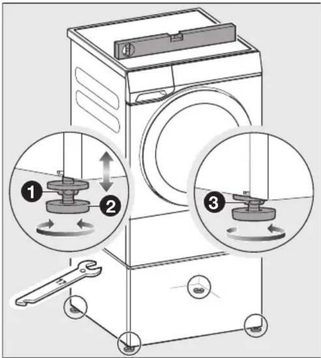 MIELE WTS 610 - Ευθυγράμμιση και ασφάλιση των πο- διών της βάσης - 1