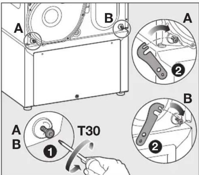 MIELE WTS 610 - Spojení sušičky se zadní stěnou soklu - 2