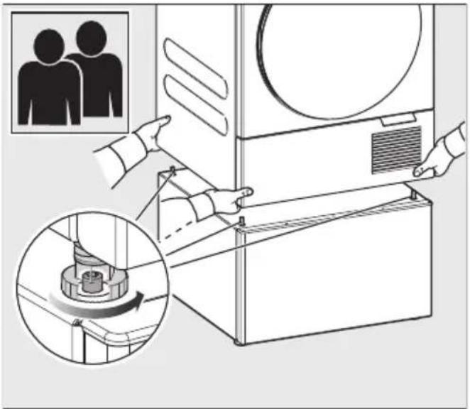 MIELE WTS 610 - Kurutma makinesinin kaldırılarak bazanın üzerine getirilmesi - 2