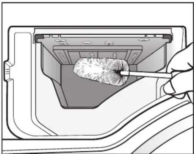 MIELE W1 WEI885 WPS - Nettoyer le logement du bac à produits - 1