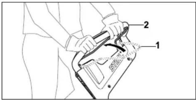 STIHL RM 448 TC - Veoajami sisse- ja väljalülitamine - 1