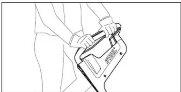 STIHL RM 448 TC - Sådan holdes og føres plæne- klipperen - 1