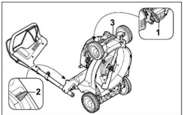 STIHL RM 448 TC - Mise en position verticale de la tondeuse - 1