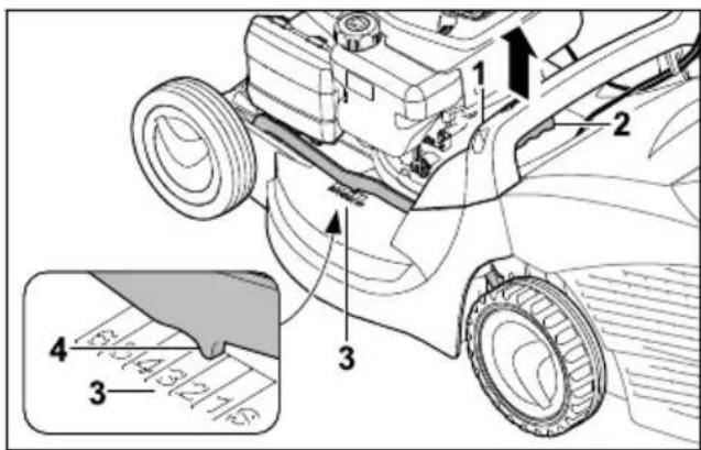 STIHL RM 448 TC - Schnitthöhe einstellen - 1