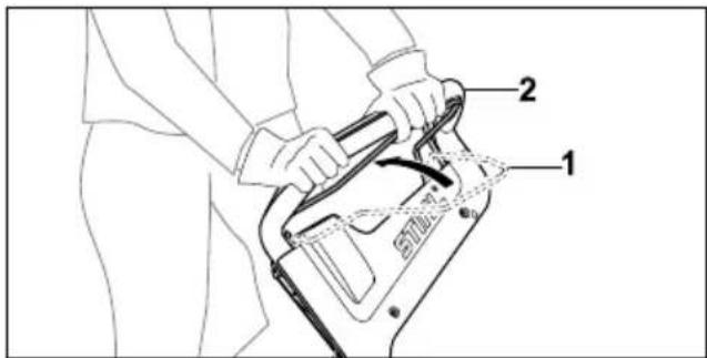 STIHL RM 448 TC - Vedon kytkeminen päälle - 1