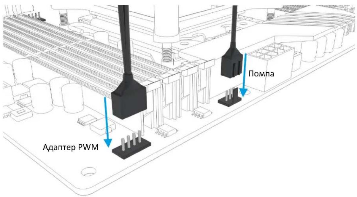 Alphacool Eisbaer 240 - ПОДКЛЮЧИТЬ ПОМПУ И ВЕНТИЛЯТОРА - 2