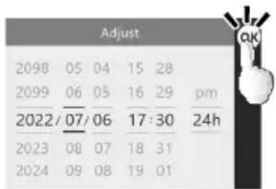 Adjust 2098 05 04 15 28 2099 06 05 16 29 pm 2022/07/06 17:30 24h 2023 08 07 18 31 2024 09 08 19 01