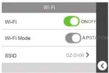 Wi-Fi Wi-Fi ONOFF Wi-Fi Mode APSTATION SSID DZ-D100 >