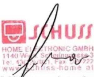SHX SHXORA20W - Unterzeichnet für und im Namen von:/ Signed for and on behalf of: SCHUSS HOME ELECTRONIS GMBH - 1