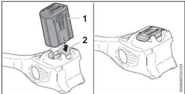 STIHL RGA 140 - Accu plaatsen - 1