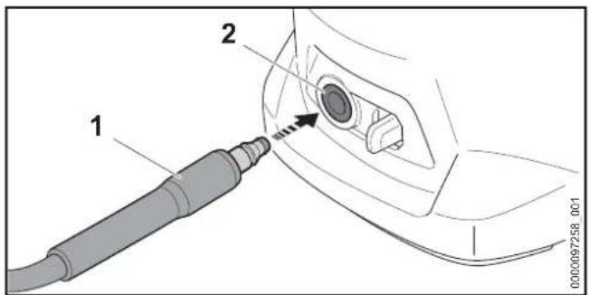 STIHL RE 80 X - Fitting and removing the high-pressure hose - 1