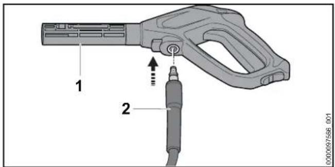 STIHL RE 80 X - Spuitpistool aanbrengen - 1