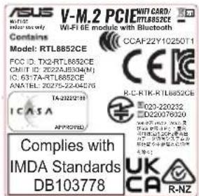 ASUS TUF GAMING B760M-PLUS II - UKCA RF Output table (The Radio Equipment Regulations 2017) - 1