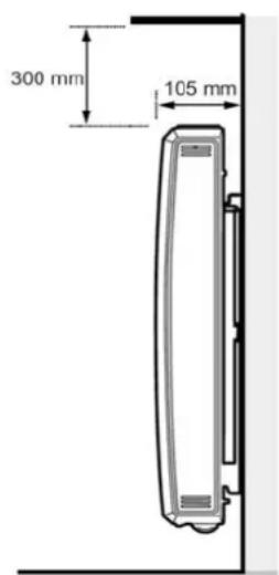 DIMPLEX RCE 100 - Assembly, installation, minimum clearance - 1