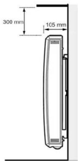 DIMPLEX RCE 150 - Assembly, installation, minimum clearance - 1