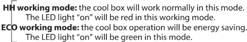 Outwell Deep Chill 29 - Cool box mode settings: - 1