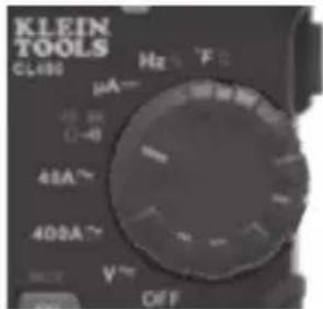 KLEIN TOOLS C1490 μA— +5 mA C-0 48A~ 400A~ V~ OFF