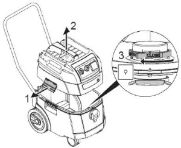 Eibenstock DSS 25 M - Isætning af fleecefilterpose - 1