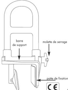 barre de support molette de serrage patte de fixation CE