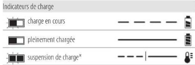 Indicateurs de charge charge en cours pleinement chargée suspension de charge*
