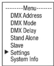 Cameo ROOT PAR BATTERY - SYSTEM SETTINGS (Settings) - 1