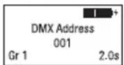 Cameo ROOT PAR BATTERY - MAIN DISPLAY DMX MODE - 1