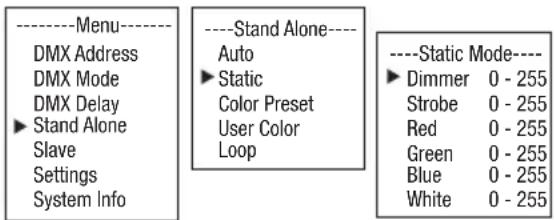 Cameo ROOT PAR BATTERY - MODE DE FONCTIONNEMENT STAND ALONE STATIC - 1