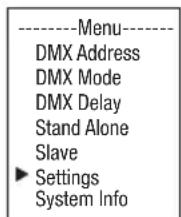 Cameo ROOT PAR BATTERY - SYSTEMEINSTELLUNGEN (Settings) - 1