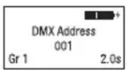 Cameo ROOT PAR BATTERY - HAUPTANZEIGE DMX-BETRIEBSART - 1