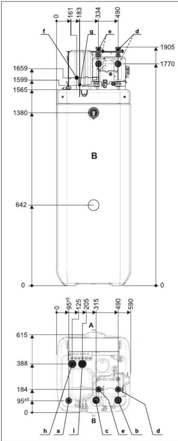 DAIKIN EHSH04P30D3 - Afmetingen en aansluitmaten - 1
