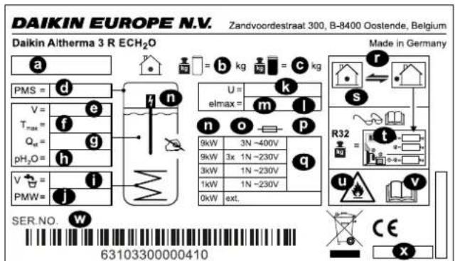 DAIKIN EHSH04P30D3 - Technické parametry - 1