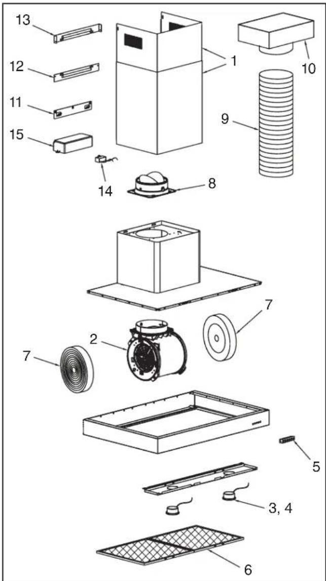 BROAN B5330SSC - SERVICE PARTS - 1