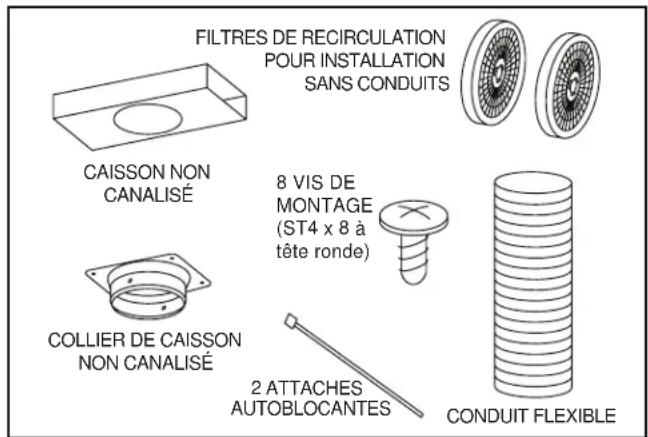 BROAN B5730SS - CONTENU DE L'ENSEMBLE MODELE RK56 POUR HOTTE SANS CONDUITS - 1