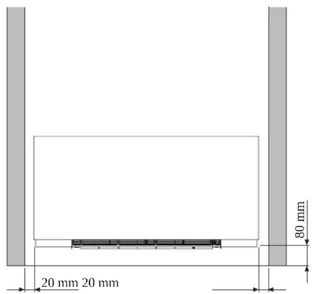 DAIKIN FWXM15AATV3R - Minimum montaj mesafeleri - 1