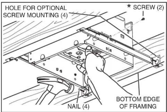 NuTone QTXEN110 - 1b. Mount housing anywhere between trusses, joists, or I-joists using hanger bars. - 2