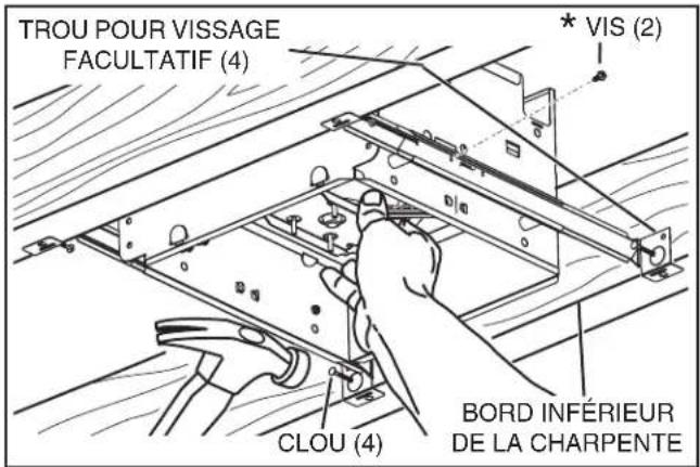 NuTone QTXEN110 - 1b. Fixez le boîtier n'importe où entre les fermes, solives ou solives en « I » avec les barres de suspension. - 2