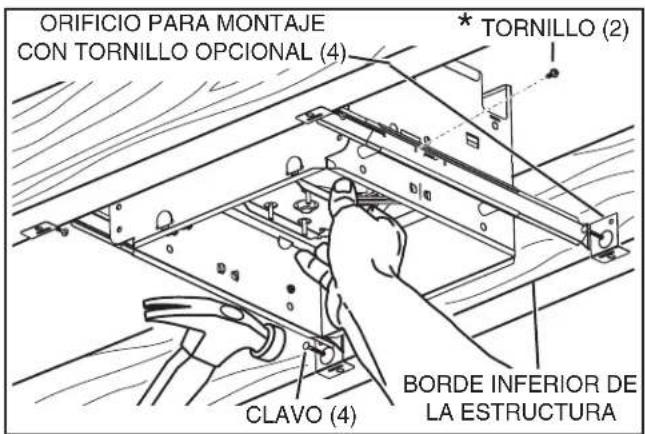 NuTone QTXEN110 - 1b. Instale la cubierta en cualquier parte entre las armaduras, viguetas o viguetas "I" por medio de barras de suspensión. - 2