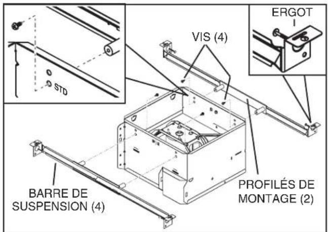NuTone QTXEN110 - 1b. Fixez le boîtier n'importe où entre les fermes, solives ou solives en « I » avec les barres de suspension. - 1