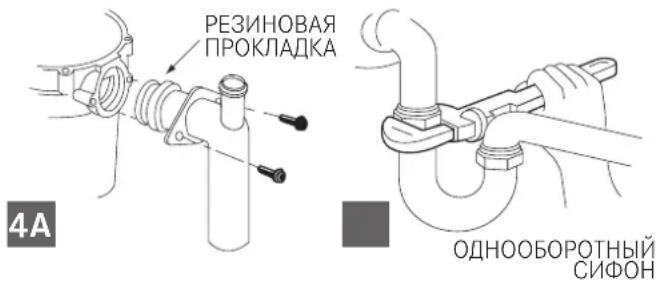 FRANKE TE-50 - Присоединение сливного коленчатого патрубка - 1