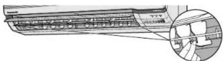 Technical diagram of a car air duct with Chinese annotations and an inset magnified view showing a person's seat.