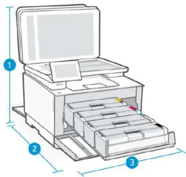 HP Color LaserJet Pro MFP 3302fdw - Dimensions de l'imprimante - 2