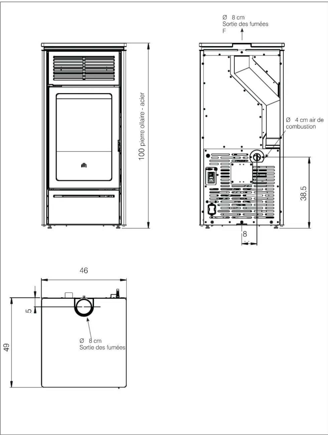 EDILKAMIN SLIDE 7 EVO - DIMENSIONS (cm) - 1