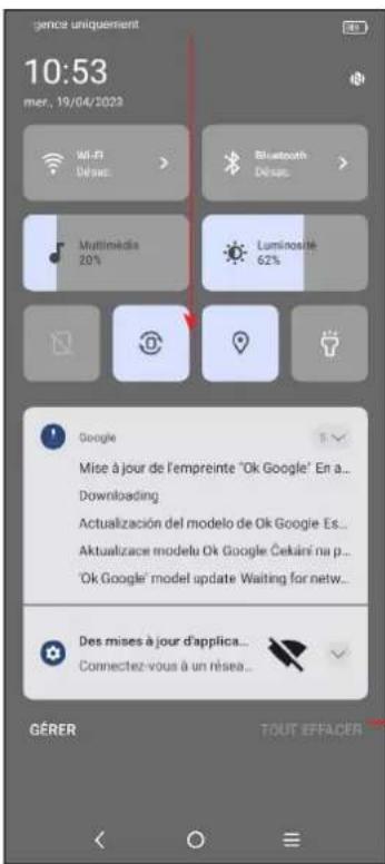 TCL 406 - Volet des notifications - 1