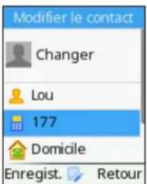 Modifier le contact Changer Lou 177 Domicile Enregist. Retour